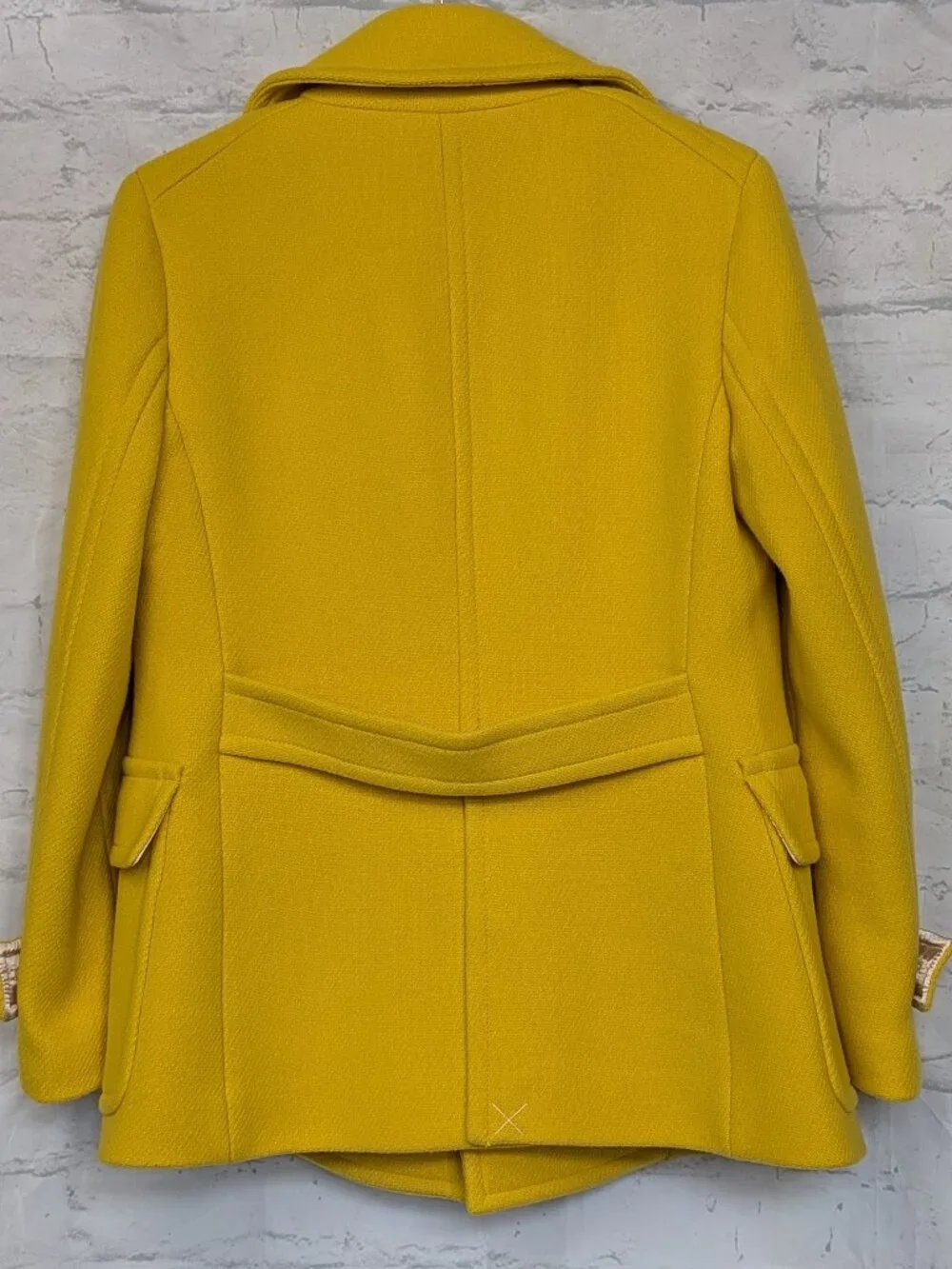 J.Crew Majesty Peacoat Italian Stadium-Cloth Wool Yellow Size 4
